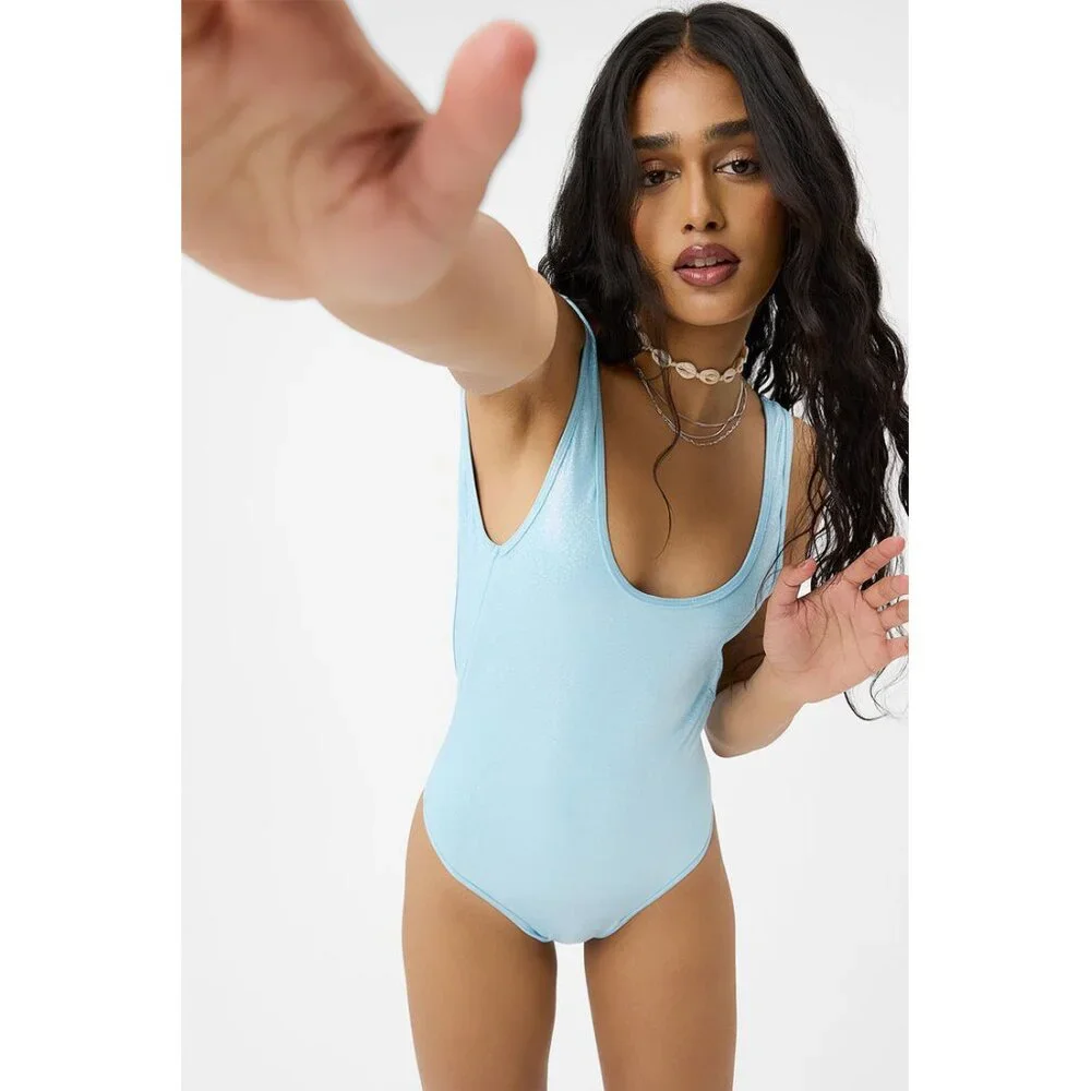 NWT Frankies Bikinis Kyle Iridescent One Piece Swimsuit in Cloud Chaser M
